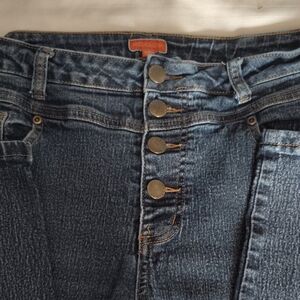 ModCloth High Rise Denim Jeans with Button Detail